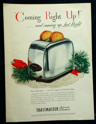 1945 Toastmaster Toaster Vintage art print ad Flexible Timer