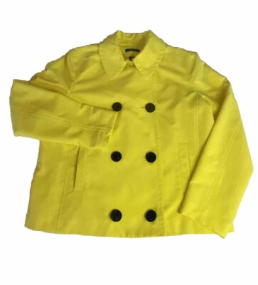 Chaps Rain Coat Jacket Yellow Double Breasted Nautical Size XL