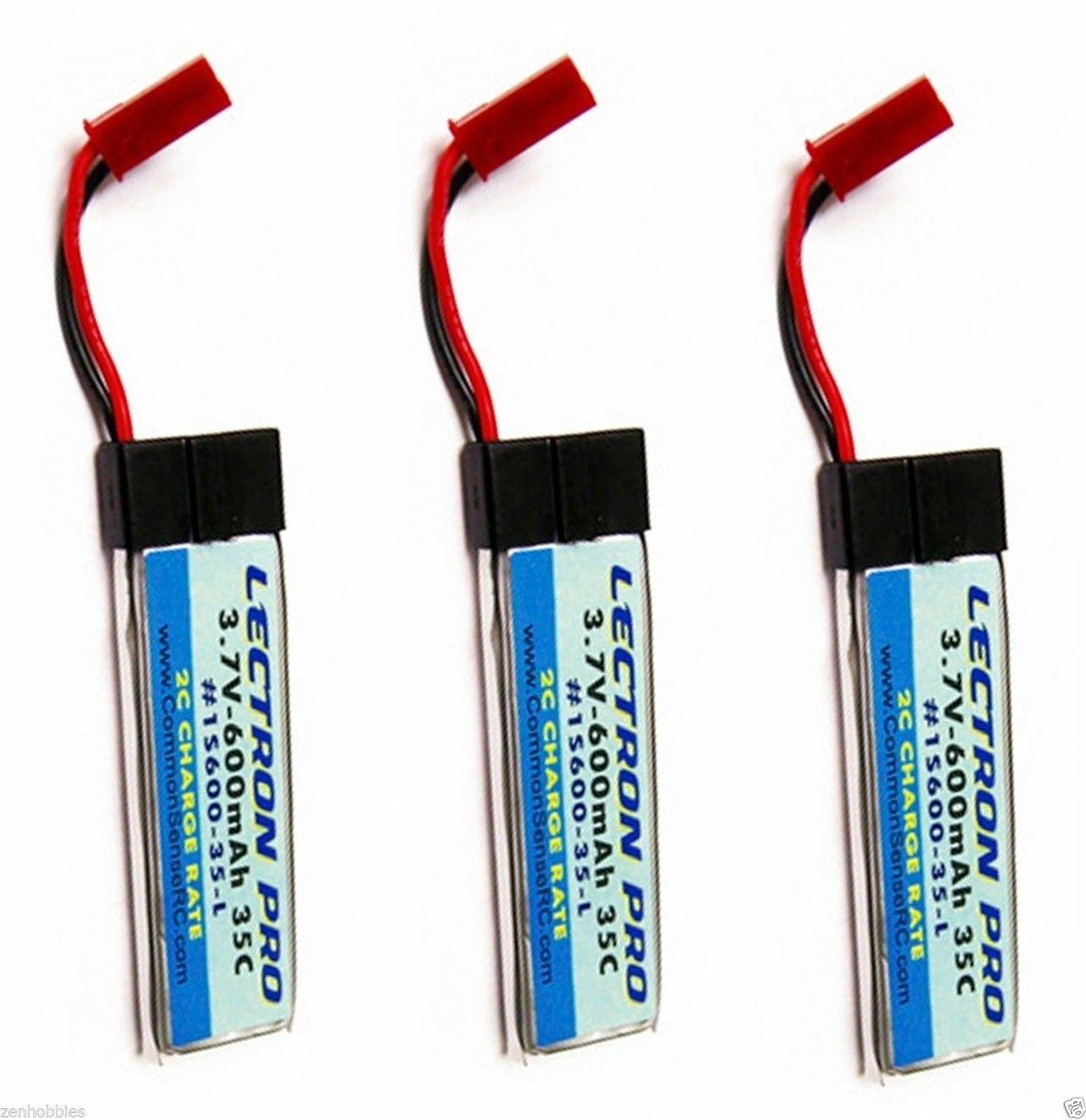 New 3x Lectron Pro 3.7 volt 600mAh 35C E-FLITE BLADE MQX 120SR Lipo Battery