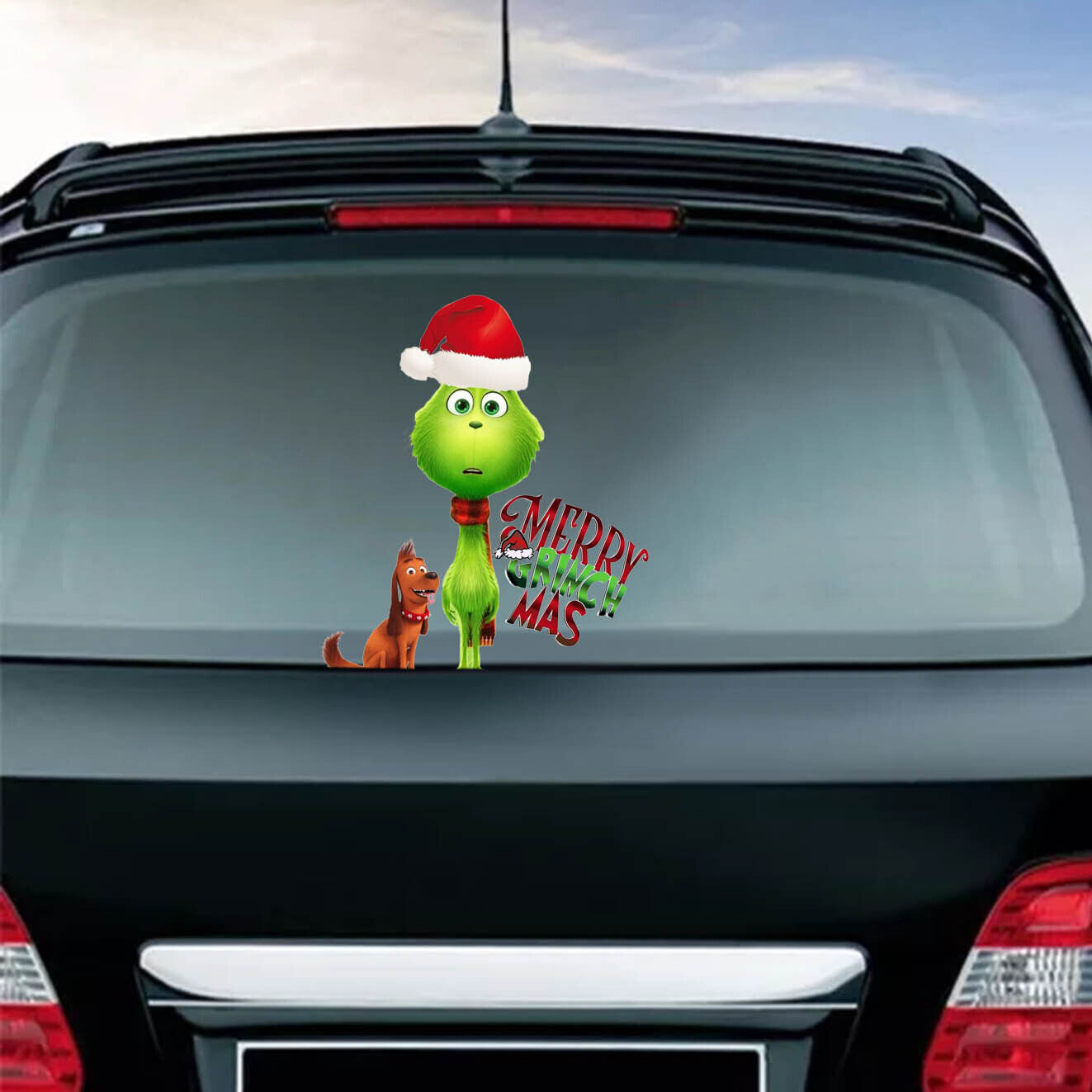 Christmas ornament Grinch Truck Window Decoration Sticker Car xmas new year holi