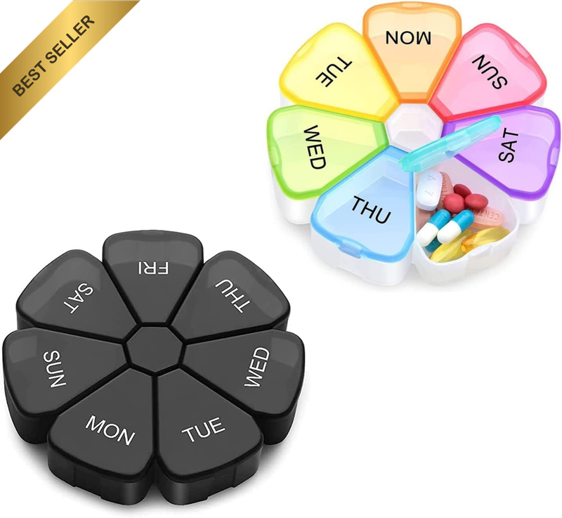 2 Pack Pill Organizer,  7 Day Portable Medicine Box Case with Large Compartments