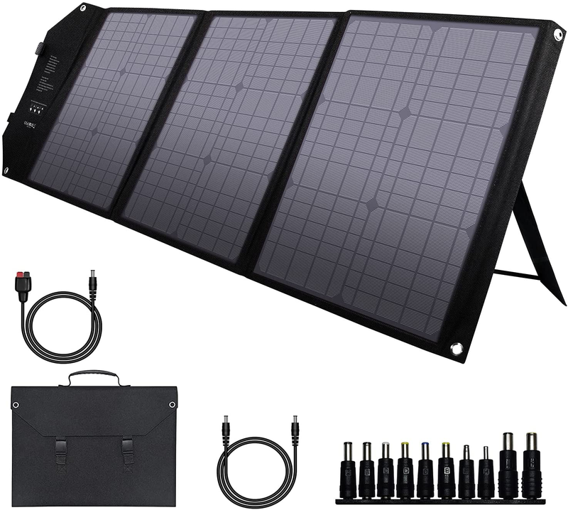 Foldable Solar Panel Charger 60W with 18V DC Output (11 Connectors) for 100W~350