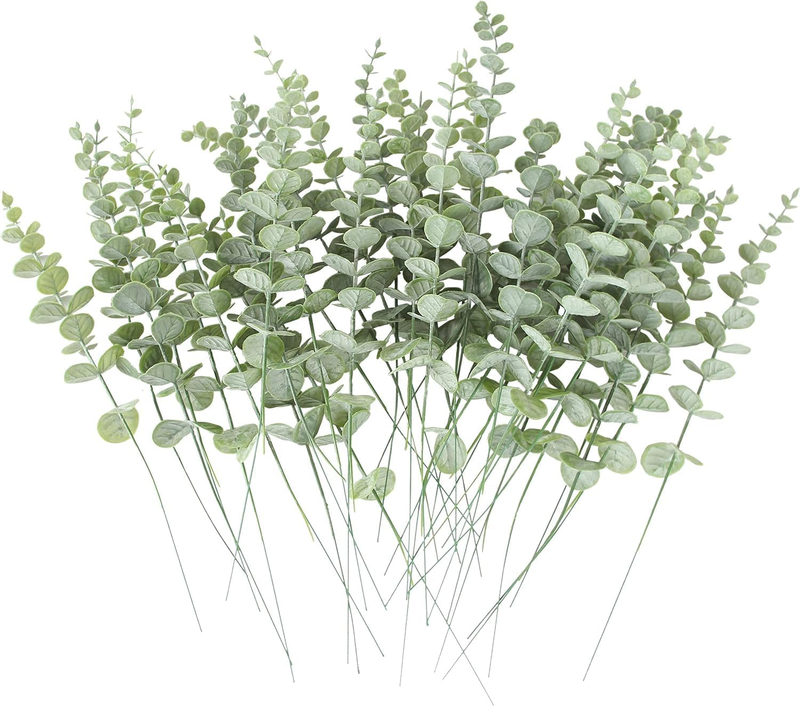 18Pcs Artificial Eucalyptus Leaves Stems Real Grey Green Touch Leaf Branches for