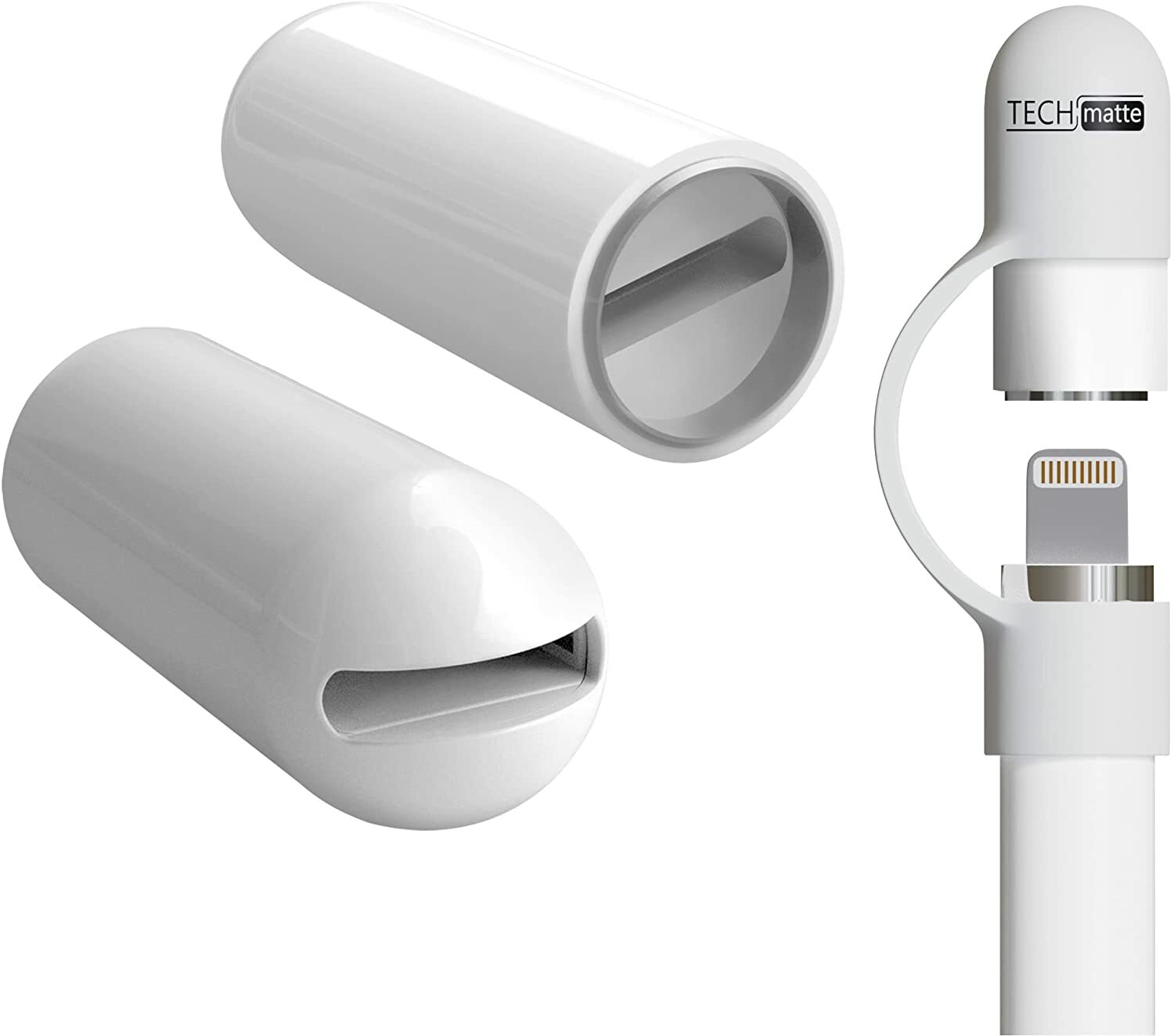 2 pack)TechMatte 2-in-1 Cap Charging Adapter for Apple