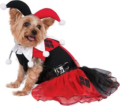 Harley Quinn Pet Costume DC Comics Classic Fancy Dress Up Halloween Dog Cat