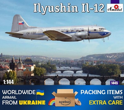 Ilyushin IL-12 Czech Airliner 1/144 Scale Plastic Model Kit Amodel 1445