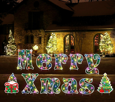 Merry christmas 2024 lighted signs outdoor