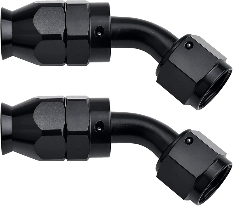 8AN PTFE Hose End Fitting 45 Degree Black for PTFE Hose Only 2PCS