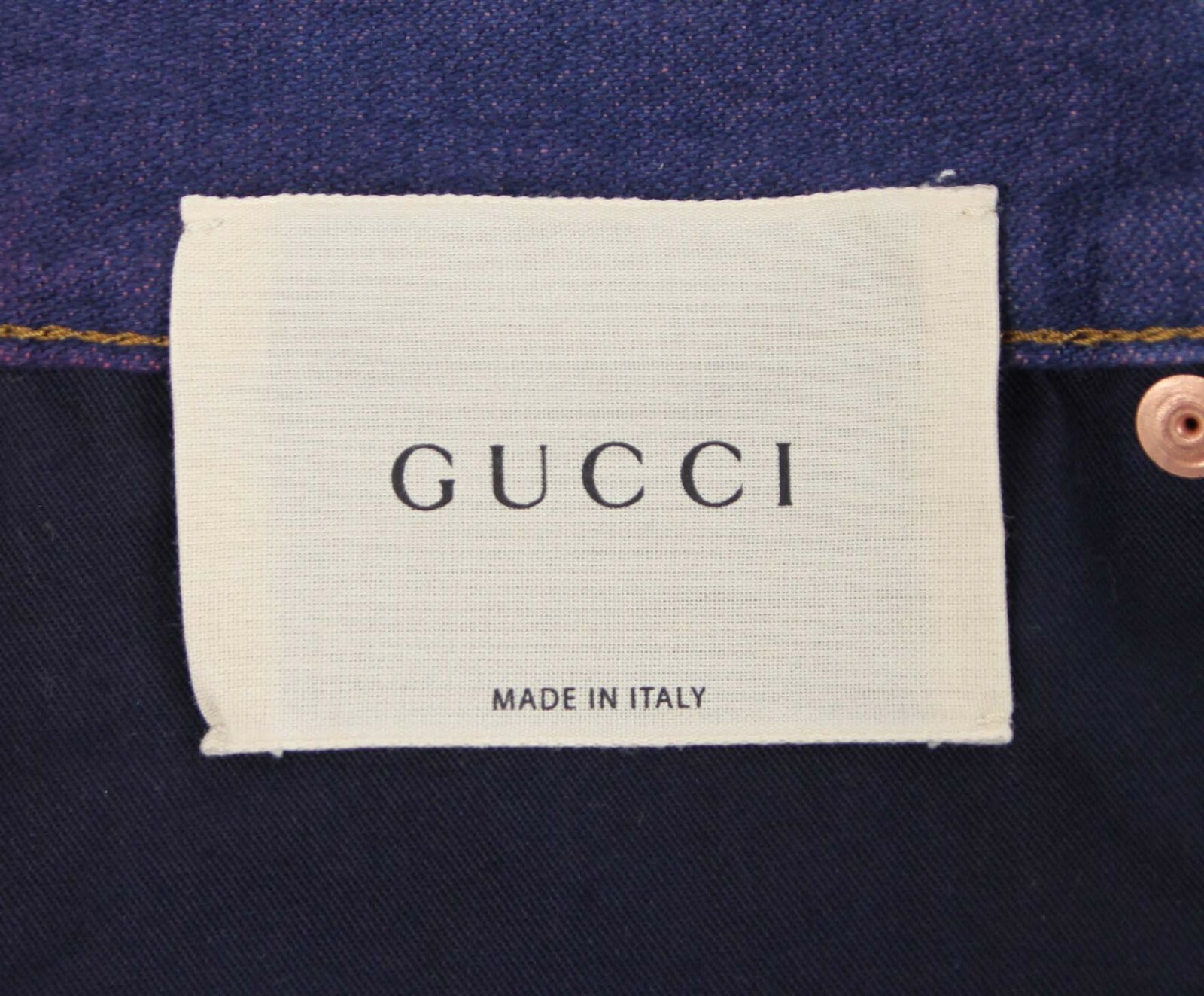 Pre-owned Gucci Men's Dark Blue/pink Stone Washed Distressed Denim Us 36 475254 4403