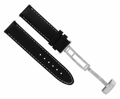 18MM LEATHER BAND STRAP SMOOTH FOR OMEGA SPEEDMASTER REDUCED 175.0032 BLACK WS