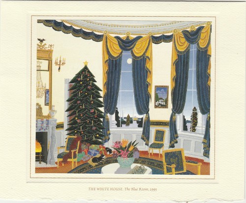 Collectible Signed Authentic Clinton White House Christmas Card 1993 Large Color Photo with Envelope