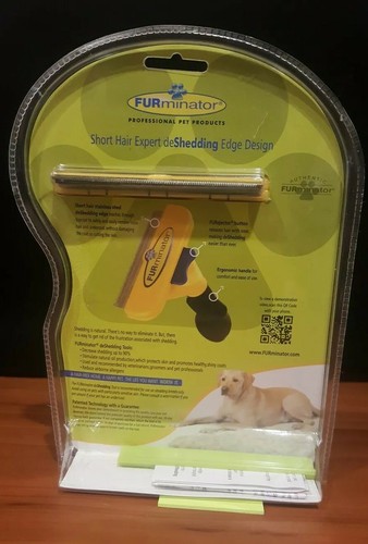 Authentic Furminator Large Dog Short Hair Deshedding Tool Yellow 51-90 Lbs