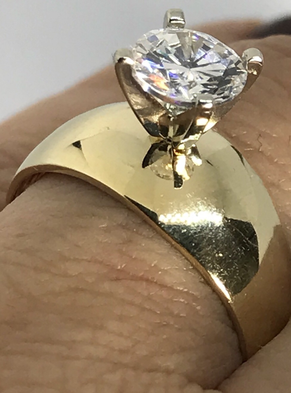 Pre-owned Handmade Gold 14k Ring 1 Carat Round Cz Engagement Solid Fine Jewelry Her 7 5 6 8 9 In Yellow
