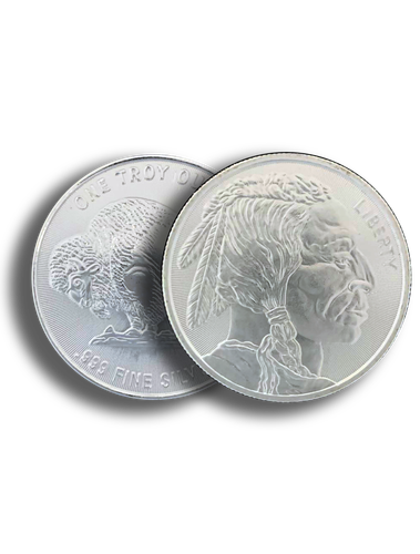 1oz .999 Fine Silver Round - Buffalo Indian Stamped