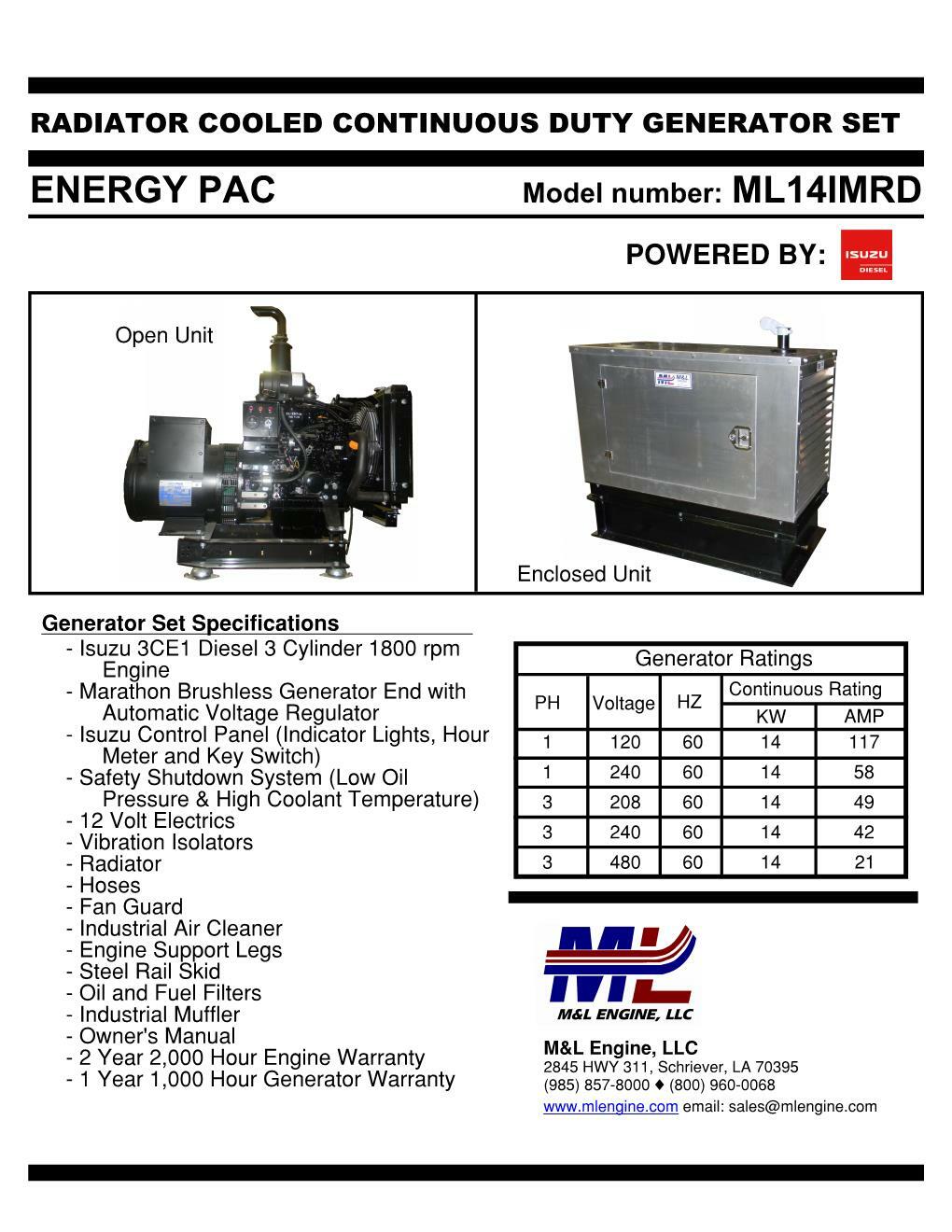 14KW ISUZU Diesel Generator Enclosed with Sub Base Fuel Tank