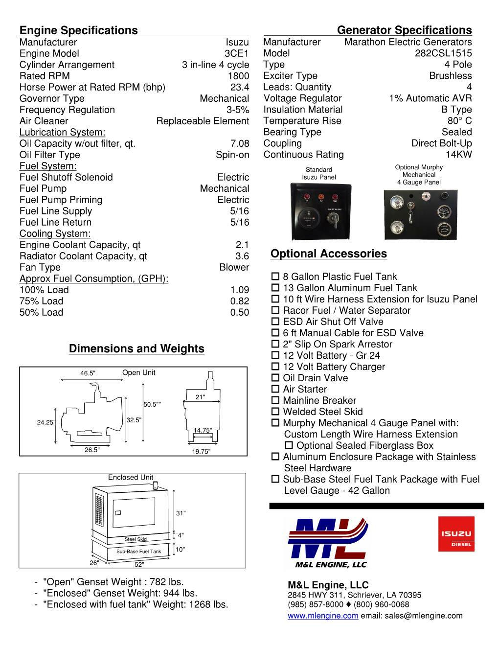 14KW ISUZU Diesel Generator Enclosed with Sub Base Fuel Tank