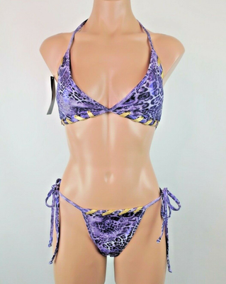 UjENA Womens Swimwear A217 Purple Python Snakeskin Bikini Sexy Bathing Suit  NWT