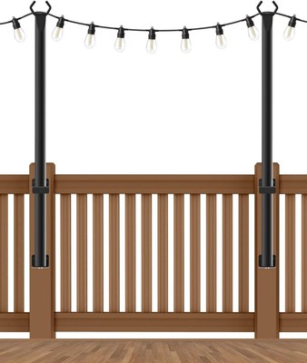 2 Pack 5 Ft String Light Poles,Hanging 5FT 2Pack Deck Hanging Pole, Black 