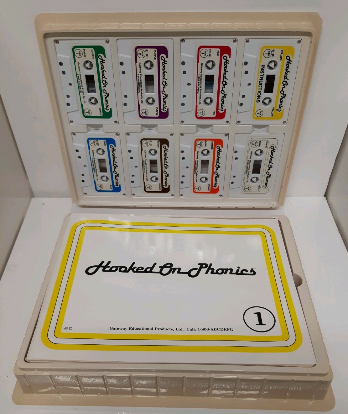 Hooked On Phonics Learn Read 1991 Cassette Tape Workbook Flash Cards Vintage 90s