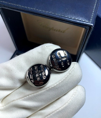 Chopard SHIFT KNOB CUFFLINKS STAINLESS STEEL Original Authentic Metal Silver