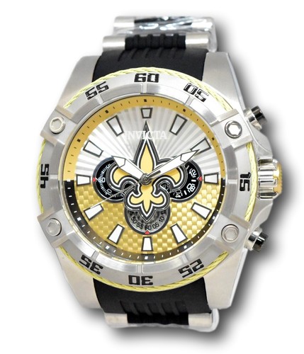 Pre-owned Invicta Nfl Orleans Saints Men's 52mm Carbon Fiber Chronograph Watch 41986