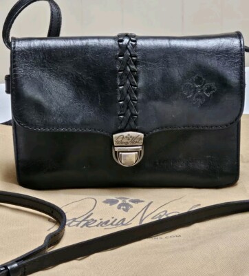 PATRICIA NASH BLACK Braided LEATHER Bianco Organizer Heritage Cross Body PURSE