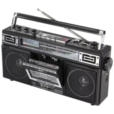 QFX J-220BT ReRun x Cassette Player Boombox with 4-Band Radio
