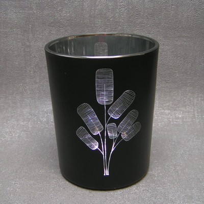 Gilde Windlicht Teelichthalter Dagoba Glas schwarz silber edel modern 