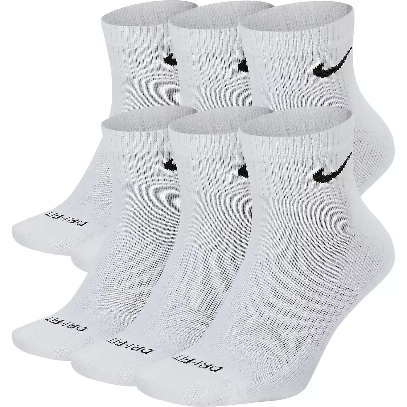 6 Pair Dri-fit White Everyday Plus New Men’s Xl 12 - 15
