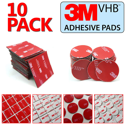 3M Strong Double-Sided Sticky Pads (10 Pack) Square & Round Heavy