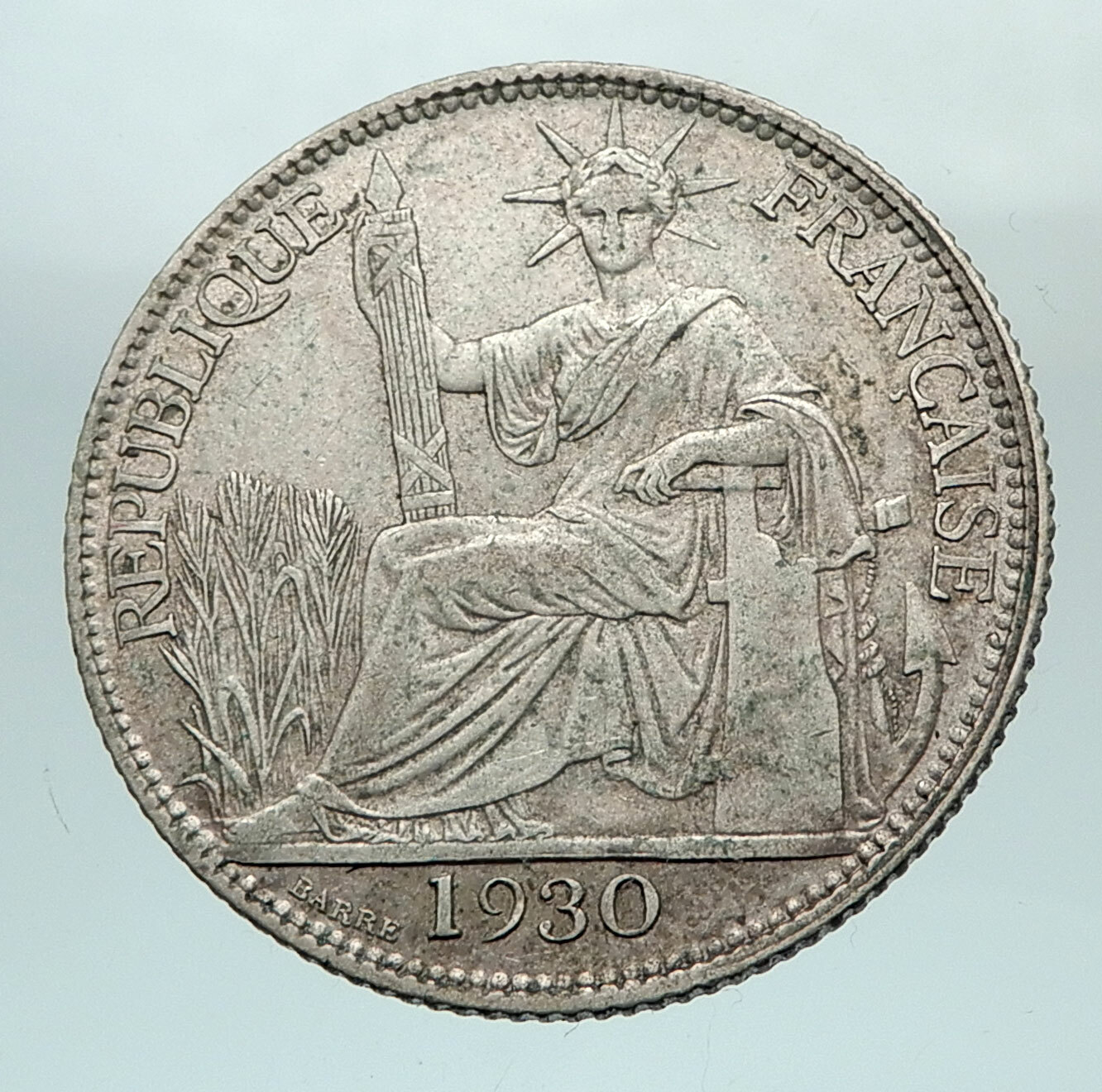1930 A FRENCH INDO-CHINA Genuine Silver 20 Cent Coin France