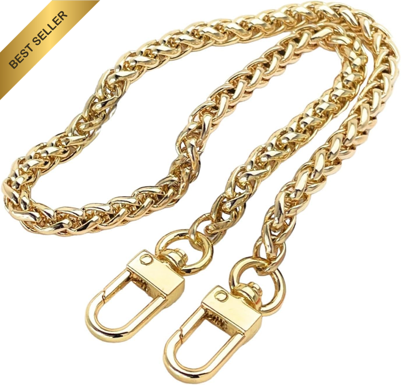 Braided Purse Chain Gold Crossbody Shoulder Strap Polished Quality for Handbags