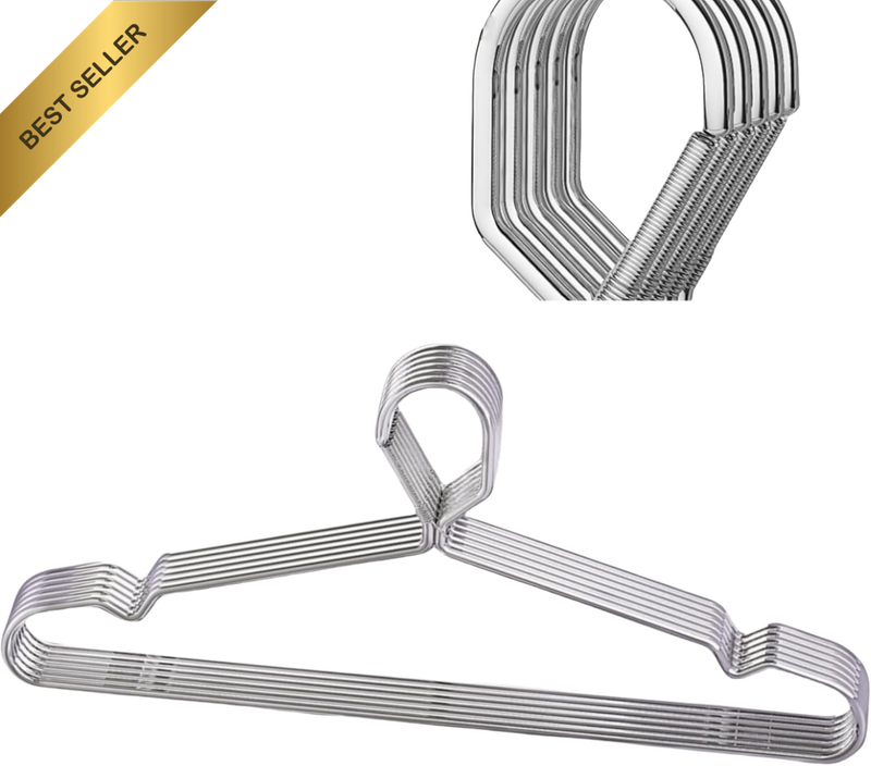 Silver Wire Lockable Clothes Hangers 10 Pack 4mm Stainless Steel Slim Heavy Duty
