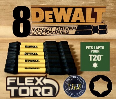 DEWALT FlexTorq 8 Piece Bit Set Torx T20 2-1/4'' IMPACT READY NEW T-20