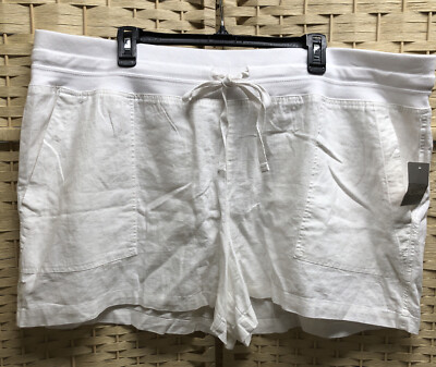 Falls Creek Women s Pull On White Shorts Plus Size 3X  NWT Drawstring ￼ Closure