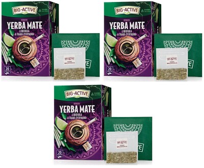 3 x HERBAPOL Big-Active   Yerba Mate Lime & Lemongrass 3 x 20pcs - 60 envelopes