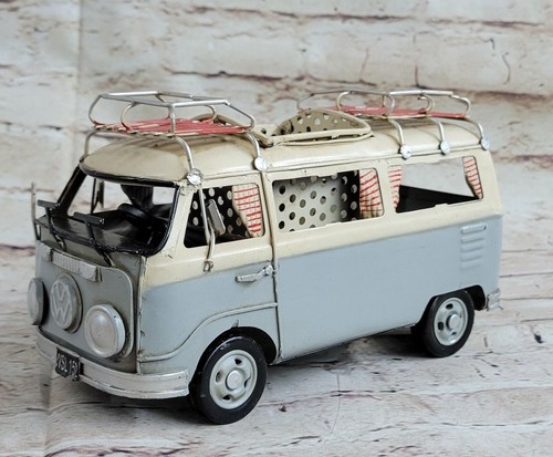 Volkswagen Mini Bus for Surfers with Surf Board Light Blue