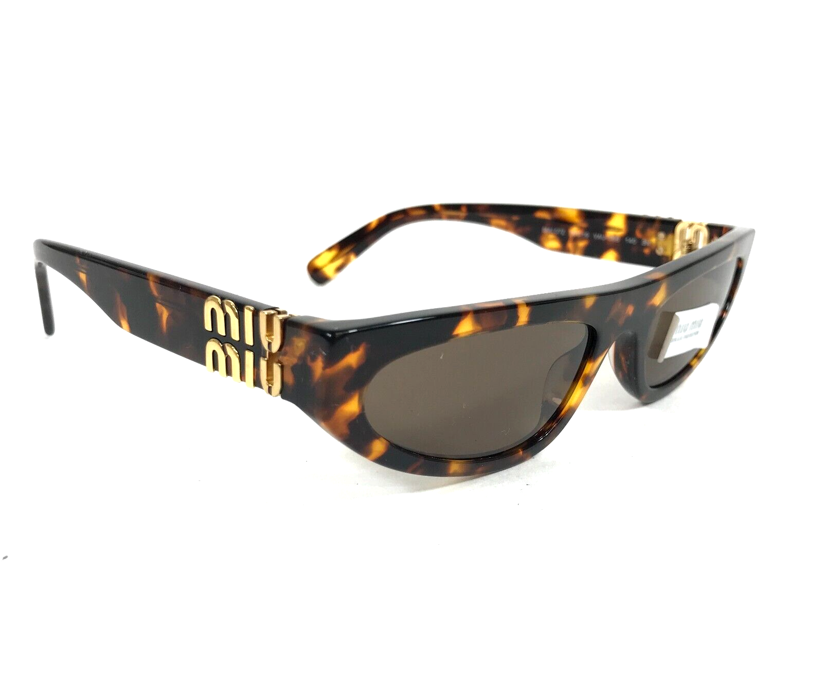 Pre-owned Miu Miu Sunglasses Smu07z Vau-06b Honey Havana Cat Eye Frames Dark Brown Lenses