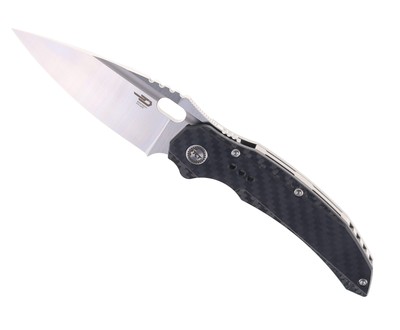 Bestech Exploit Folding Knife Grey Ti/CF Handle S35VN Plain Edge Satin BT2005E