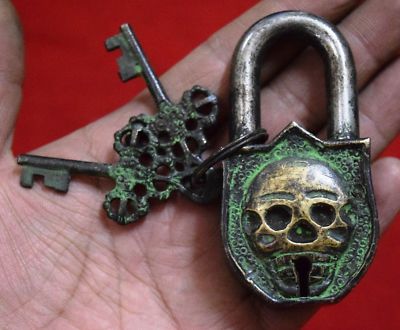 Skull Design Lock Vintage Brass Handmade Horror Design