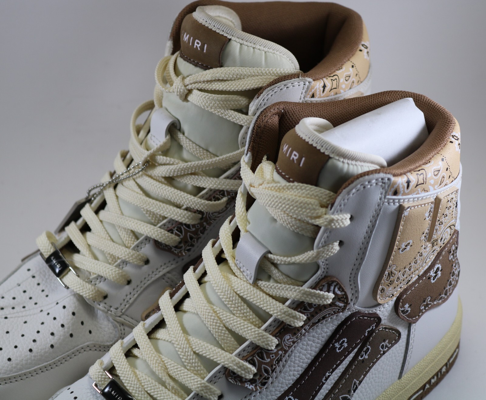 Pre-owned Amiri Skel Top Bandana Print Hi Sneakers 43 45 10 12 Brand In Brown
