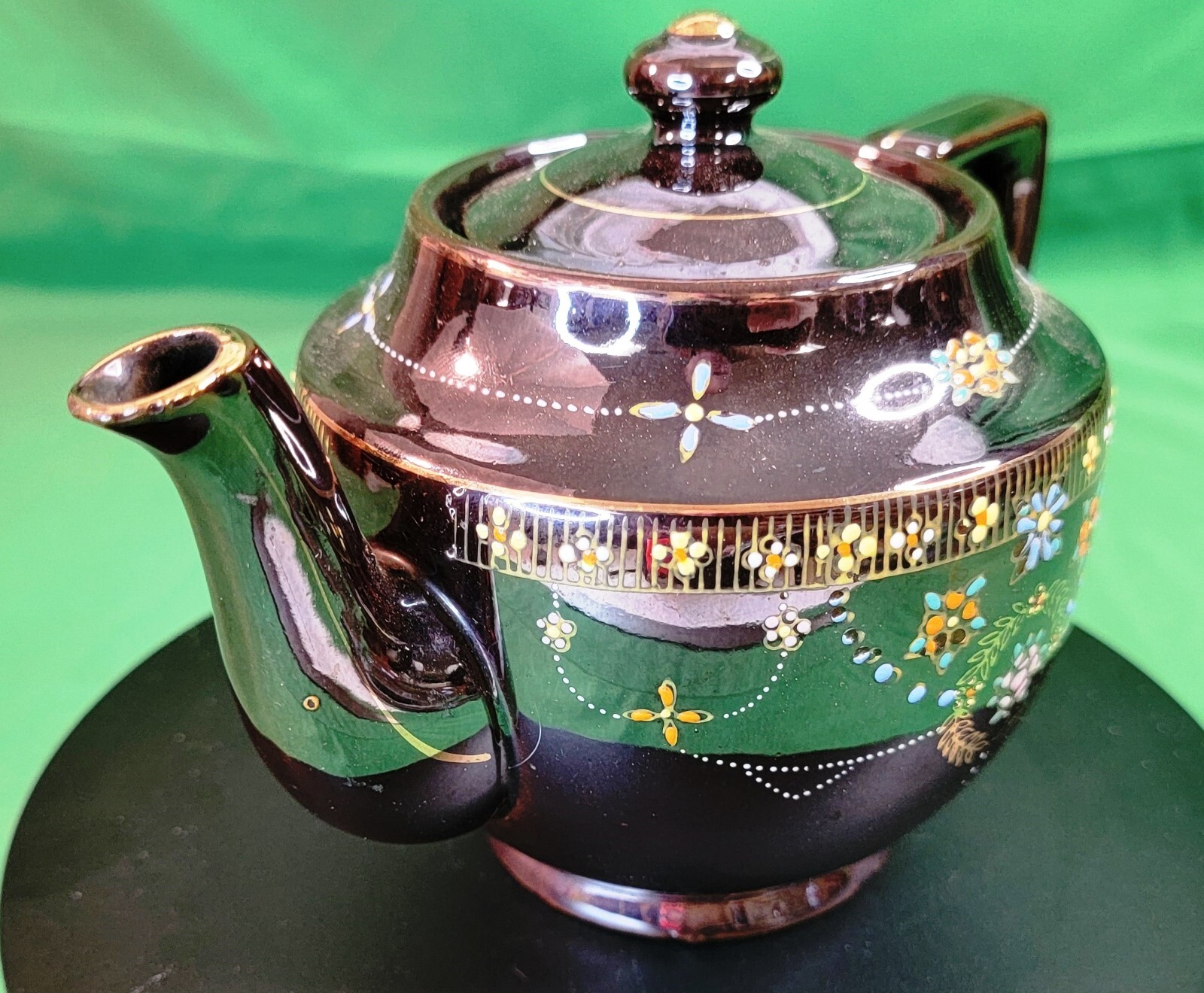 Beautiful Vtg Teapot Moriage Hand Painted Brown Glazed Pottery Occupied Japan - Picture 5 of 19