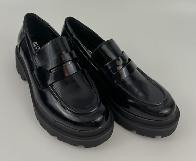NEW Blondo School Waterproof Leather Platform Loafer Shoes Sz 7.5M Black Women s