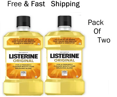 Listerine Original Antiseptic Mouthwash/Rinse for Bad Breath,Plaque 1.5 L 2 PACK