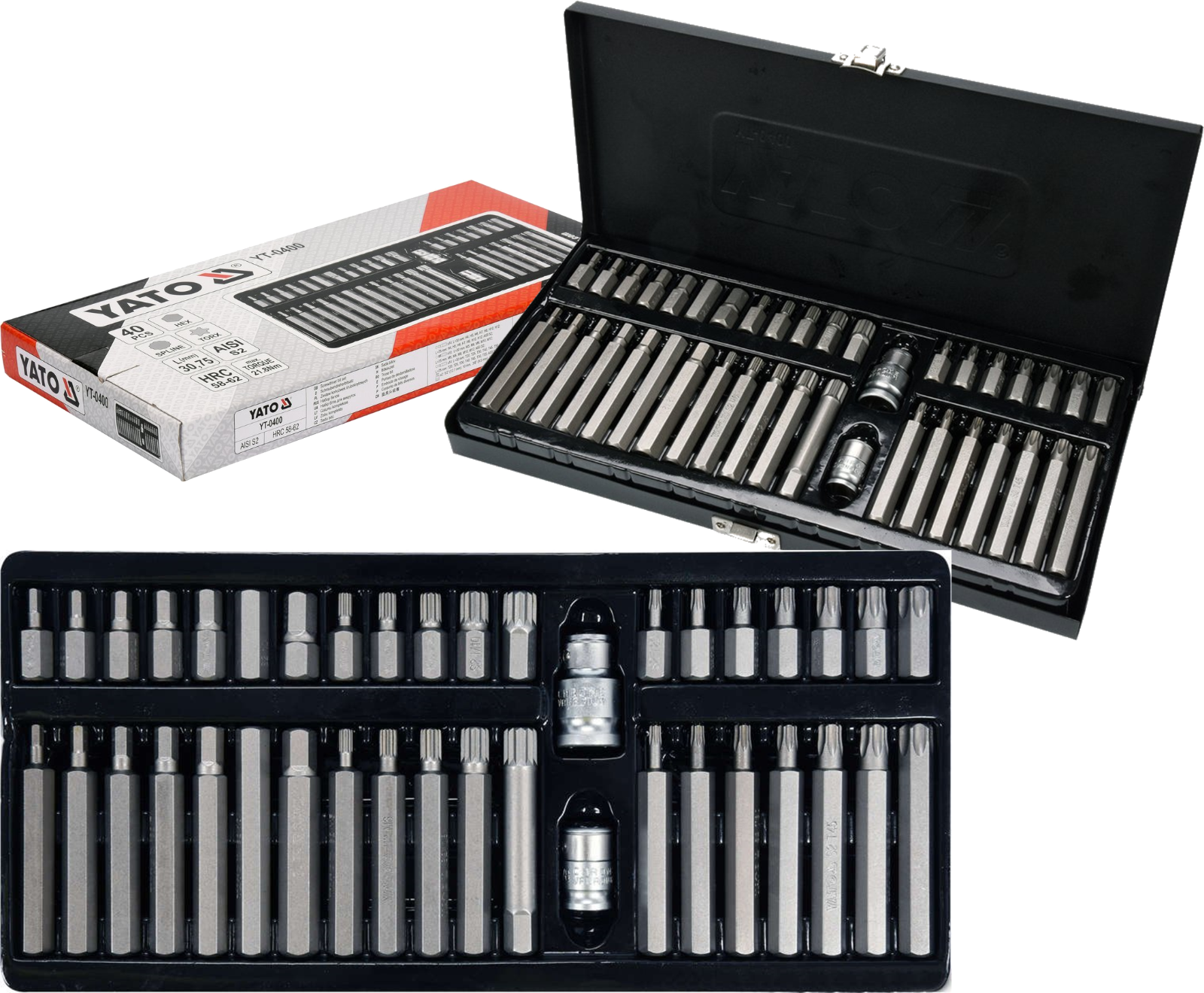 YT-0400 SCREWDRIVER BIT SET TORX, HEX, SPLINE 40 PCS YATO | eBay