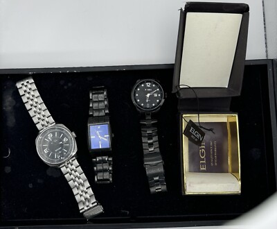 Lot of 3 men's watches Fossil, Elgin Watches. As Is.