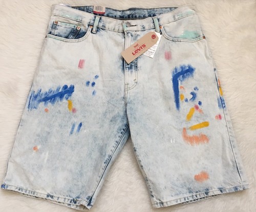 Levis 569 Loose Straight NWT Mens Paint Spatter Below The Knee Shorts Size 38