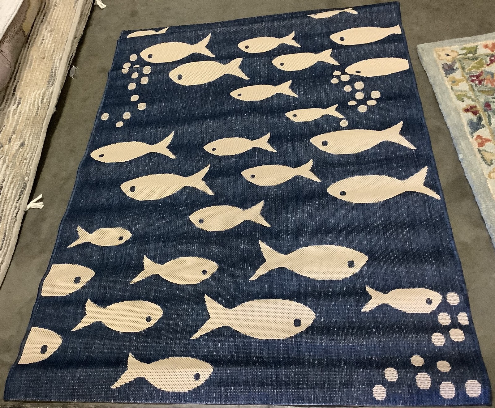 希少 MICHIGAN RUG CO 魚 総柄 S/M 希少 MICHIGAN RUG CO 魚 総柄 S/M
