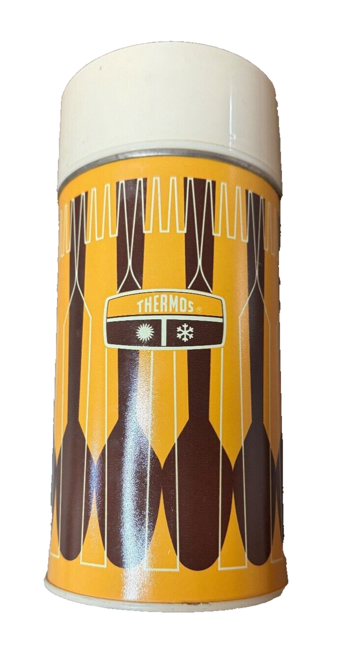 昭和レトロ リコイラー スペシャル(1984年) Vintage 1971 King Steely Thermos Orange Brown Striped Metal