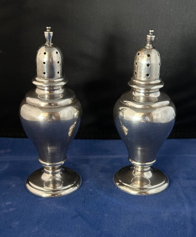 Salt and Pepper Sterling Silver Pair 4-3/4 Inch (Unweighted) Watrous Mfg.